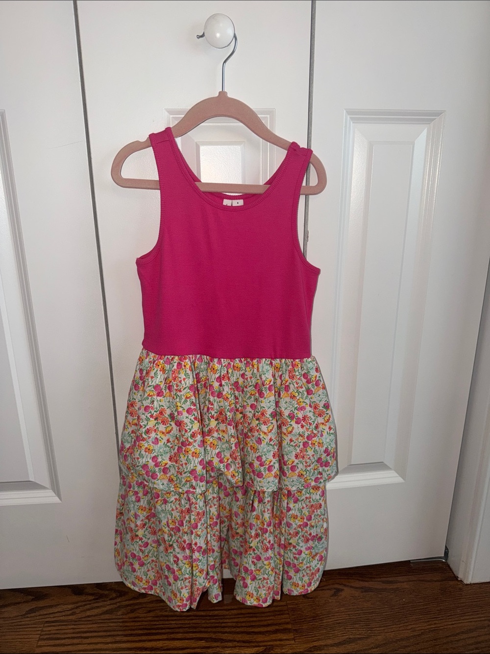 Janie and Jack Hot Pink Tank Bodice Floral Tiered Dress